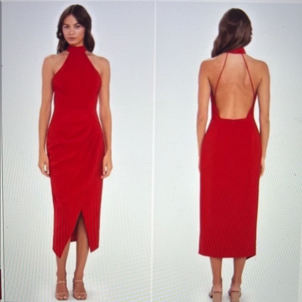 C/MEO Collective Caliber Halter Backless Elegant Red Dress size L
